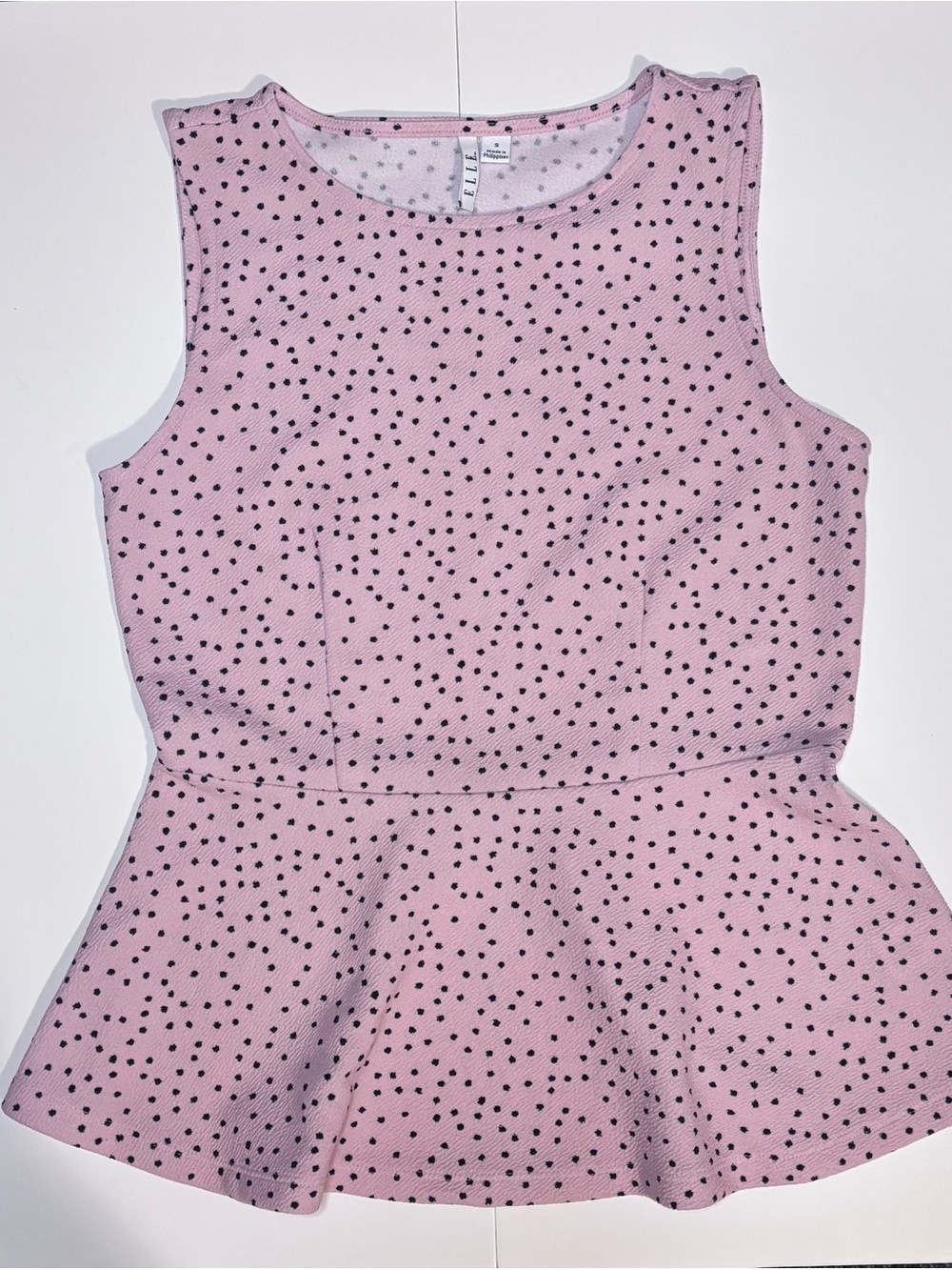 Elle Pink Sleeveless Polka Dot Peplum Top